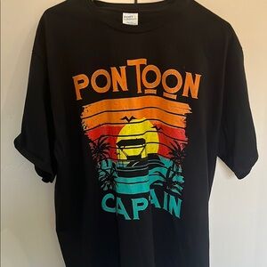 Boat Black Pontoon Captain Graphic T-Shirt